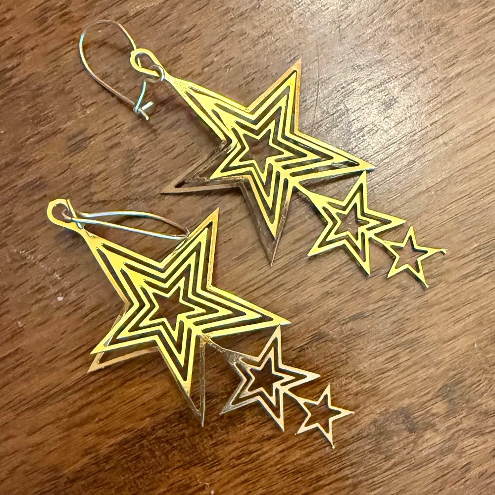 Vintage triple star dangle earrings